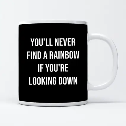Rainbow Quote Bold White Black Background