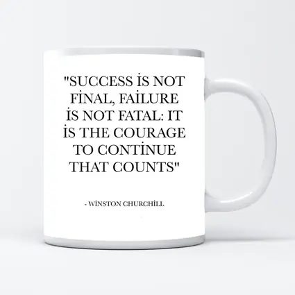 Winston Churchill Success Courage Quote Black White