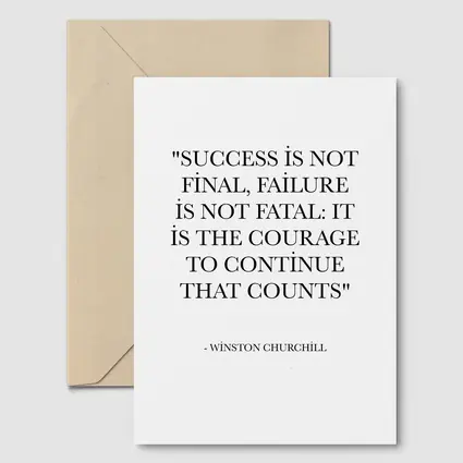 Winston Churchill Success Courage Quote Black White