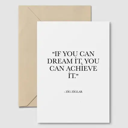 Zig Ziglar Dream Achieve Quote Black White