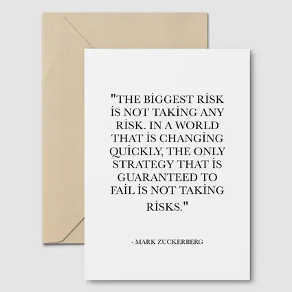 Mark Zuckerberg Risk Quote Black White