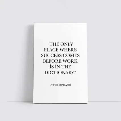 Vince Lombardi Success Quote Black White