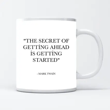 Mark Twain Getting Started Quote Black White