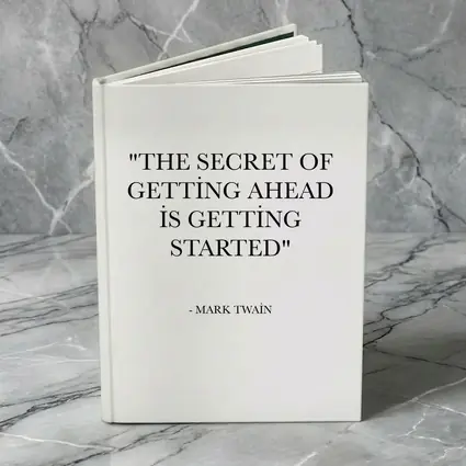 Mark Twain Getting Started Quote Black White