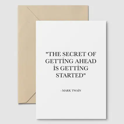 Mark Twain Getting Started Quote Black White