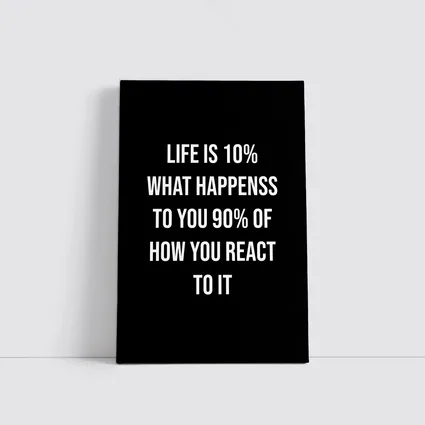 Life Reaction Quote Black Minimalist Typography Art