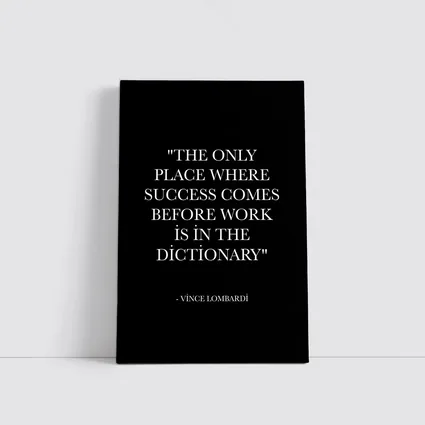 Vince Lombardi Success Quote Black Poster