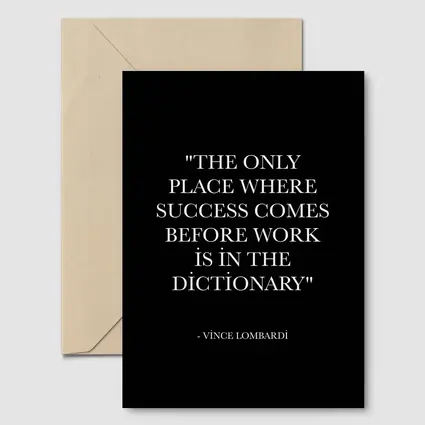Vince Lombardi Success Quote Black Poster