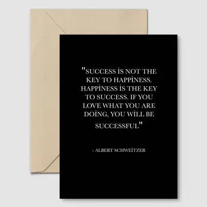 Albert Schweitzer Happiness Success Quote Black
