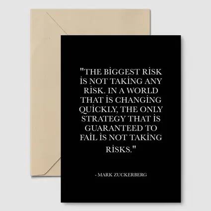 Mark Zuckerberg Risk Quote Black Minimal