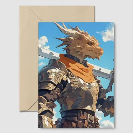 Dragon Knight Armor Sword Blue Sky