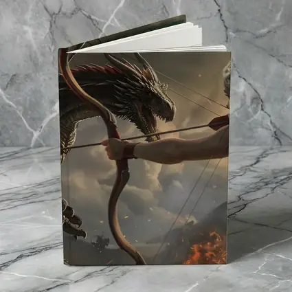 Fantasy Warrior Woman Fighting Dark Dragon