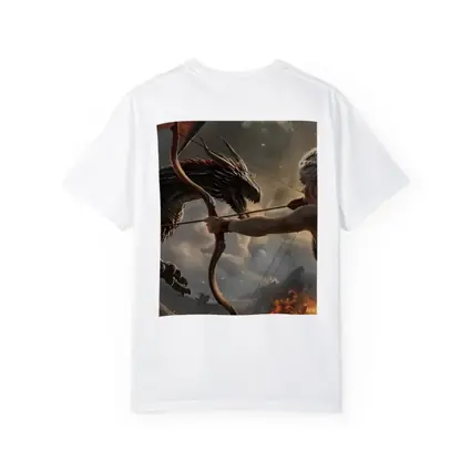 Fantasy Warrior Woman Fighting Dark Dragon