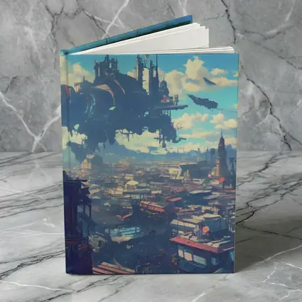 Anime Girl Overlooking Futuristic Flying City
