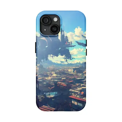 Anime Girl Overlooking Futuristic Flying City