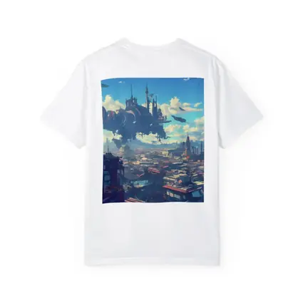 Anime Girl Overlooking Futuristic Flying City