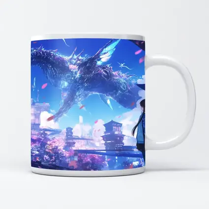 Anime Girl Dragon Fantasy Futuristic City