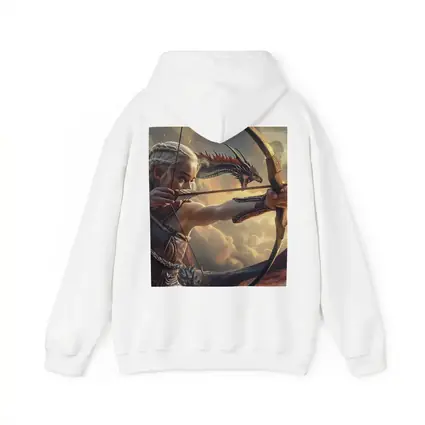 Fantasy Warrior Woman Archer Dragon Sky