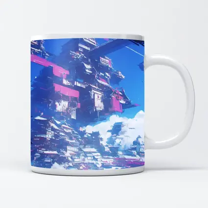 Cyberpunk Floating City Sky Anime Art