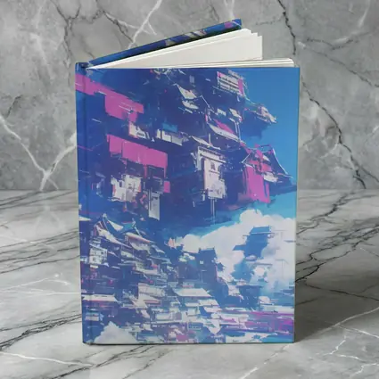 Cyberpunk Floating City Sky Anime Art