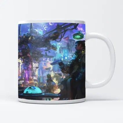 Cyberpunk City Street Market Digital Art