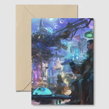Cyberpunk City Street Market Digital Art