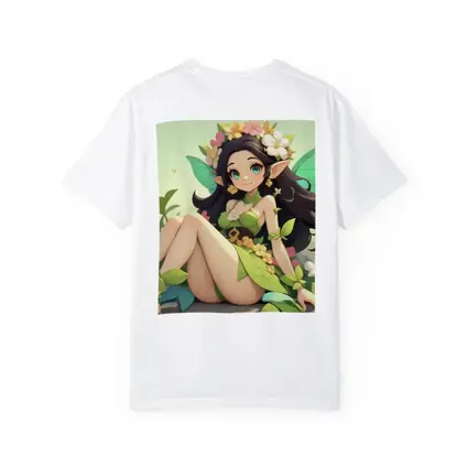 Anime Fairy Girl Sitting Among Flowers