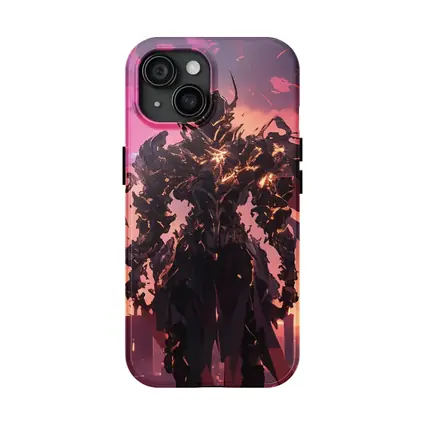 Dark Armored Warrior Anime Futuristic City Sunset