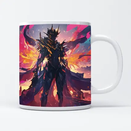 Dark Armored Warrior Anime City Sunset