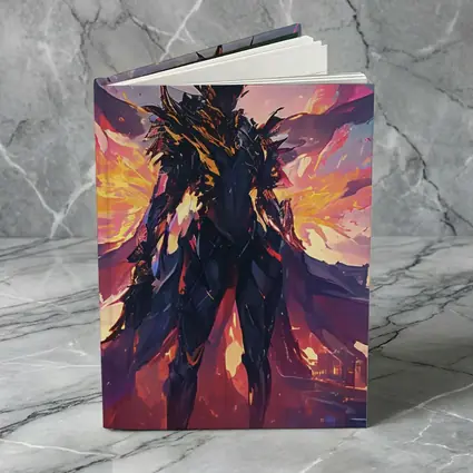 Dark Armored Warrior Anime City Sunset