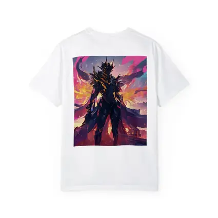 Dark Armored Warrior Anime City Sunset