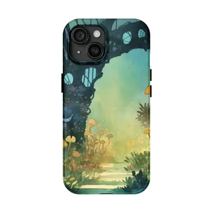 Watercolor Fantasy Forest Mushroom Garden Art