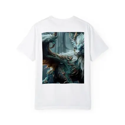 Blue Dragon With Feathers In Misty Forest