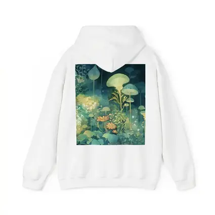 Glowing Mushrooms Fantasy Garden Watercolor Art