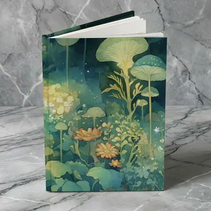 Glowing Mushrooms Fantasy Garden Watercolor Art