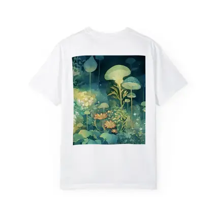 Glowing Mushrooms Fantasy Garden Watercolor Art