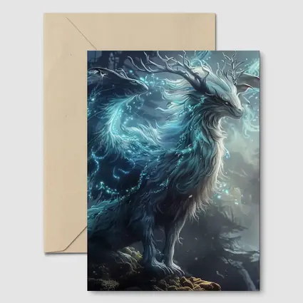 Glowing Fantasy Beast Misty Forest Art
