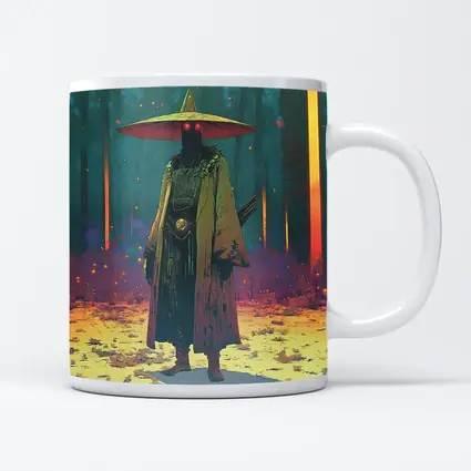 Dark Samurai Figure Glowing Forest Night