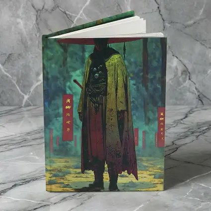 Samurai Warrior Standing in Misty Forest