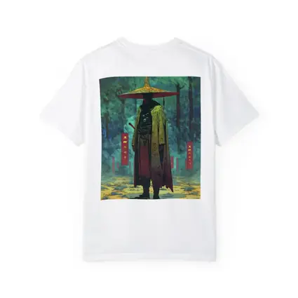 Samurai Warrior Standing in Misty Forest