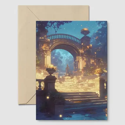 Fantasy Garden Archway Glowing Night Forest