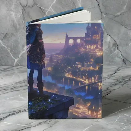 Anime Knight Overlooking Fantasy Castle City