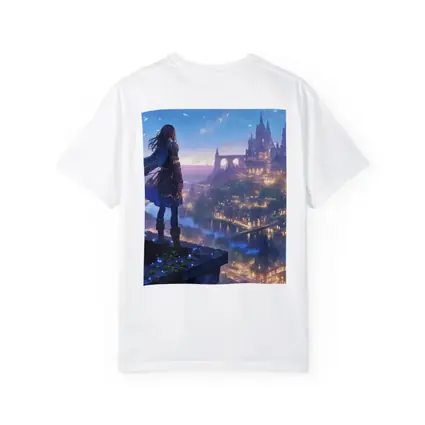 Anime Knight Overlooking Fantasy Castle City