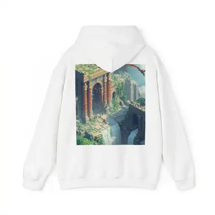 Fantasy Ruins Dragon Waterfall Pixel Art