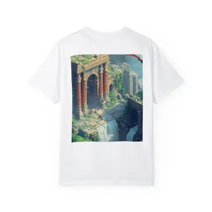 Fantasy Ruins Dragon Waterfall Pixel Art