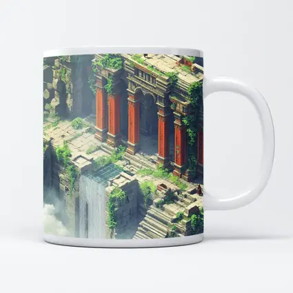Ancient Fantasy Temple Ruins With Dragon