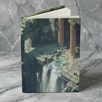 Fantasy Dragon Ancient Ruins Waterfall Scene