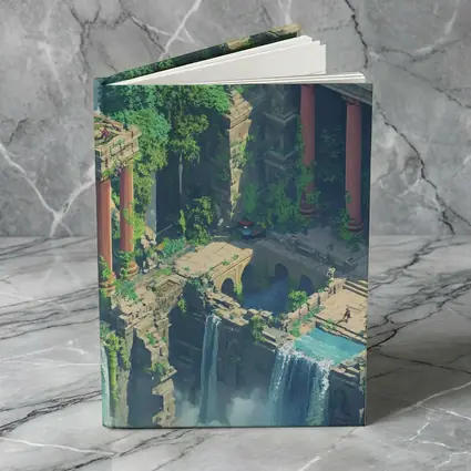 Fantasy Jungle Ruins Waterfall Pixel Art