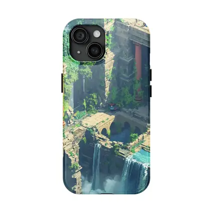 Fantasy Jungle Ruins Waterfall Pixel Art