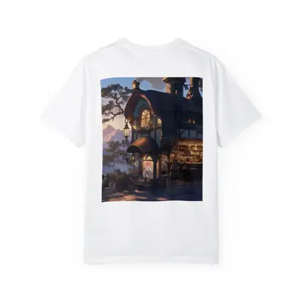 Fantasy Tavern Glowing Mountain Sunset Anime